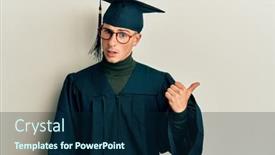  Presentation with graduation - Theme with young-caucasian-man-wearing-graduation and a  colored foreground