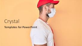  Presentation with medical face mask - Amazing PPT theme having young-caucasian-man-wearing-lifeguard backdrop and a lemonade colored foreground