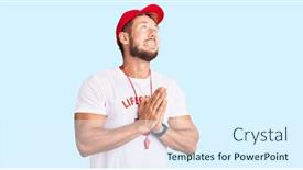  Presentation with whistle - Slide deck consisting of young-caucasian-man-wearing-lifeguard background and a sky blue colored foreground