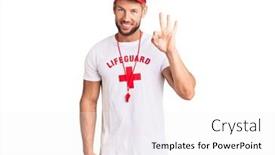  Presentation with whistle - PPT theme enhanced with young-caucasian-man-wearing-lifeguard background and a white colored foreground