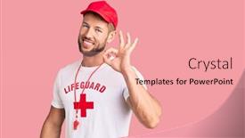  Presentation with whistle - Beautiful slide deck featuring young-caucasian-man-wearing-lifeguard backdrop and a coral colored foreground