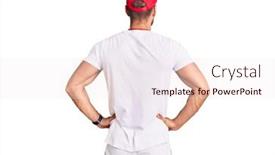  Presentation with whistle - Slide set featuring young-caucasian-man-wearing-lifeguard background and a sky blue colored foreground