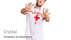  Presentation with whistle - Amazing PPT layouts having young-caucasian-man-wearing-lifeguard backdrop and a white colored foreground