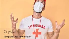  Presentation with lifeguard - Beautiful theme featuring young-caucasian-man-wearing-lifeguard backdrop and a coral colored foreground