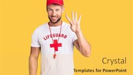  Presentation with whistle - Audience pleasing slide deck consisting of young-caucasian-man-wearing-lifeguard backdrop and a yellow colored foreground