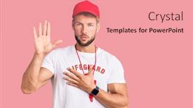  Presentation with whistle - PPT layouts featuring young-caucasian-man-wearing-lifeguard background and a coral colored foreground