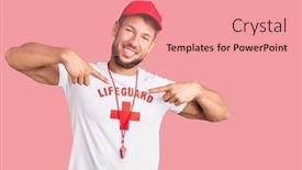  Presentation with whistle - Beautiful slide deck featuring young-caucasian-man-wearing-lifeguard backdrop and a coral colored foreground