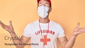  Presentation with lifeguard - Slide deck having young-caucasian-man-wearing-lifeguard background and a coral colored foreground