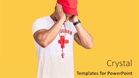  Presentation with whistle - PPT layouts with young-caucasian-man-wearing-lifeguard background and a yellow colored foreground