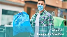  Presentation with medical waste - Slide set enhanced with young-caucasian-man-wearing-medical background and a teal colored foreground