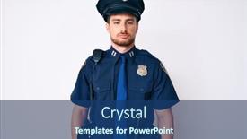  Presentation with police - Cool new presentation theme with young-caucasian-man-wearing-police backdrop and a ocean colored foreground