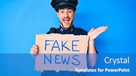  Presentation with fake news - Slides having young-caucasian-man-wearing-police background and a teal colored foreground