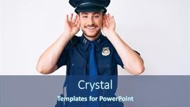  Presentation with police police - Slide deck having young-caucasian-man-wearing-police background and a ocean colored foreground