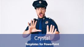  Presentation with police - Theme having young-caucasian-man-wearing-police background and a ocean colored foreground