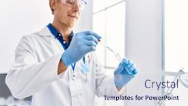  Presentation with scientist - Presentation having young-caucasian-man-wearing-scientist background and a  colored foreground