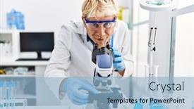  Presentation with scientist - Presentation theme having young-caucasian-man-wearing-scientist background and a  colored foreground