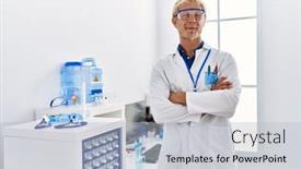  Presentation with scientist - Slides consisting of young-caucasian-man-wearing-scientist background and a  colored foreground