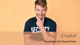  Presentation with security camera - Cool new theme with young-caucasian-man-wearing-security backdrop and a coral colored foreground