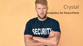  Presentation with security - PPT theme having young-caucasian-man-wearing-security background and a yellow colored foreground