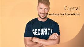  Presentation with security camera - Audience pleasing theme consisting of young-caucasian-man-wearing-security backdrop and a yellow colored foreground