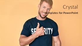  Presentation with security camera - Beautiful slide set featuring young-caucasian-man-wearing-security backdrop and a yellow colored foreground