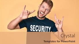  Presentation with rock music - Amazing presentation having young-caucasian-man-wearing-security backdrop and a coral colored foreground