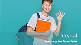  Presentation with student - PPT theme consisting of young-caucasian-man-wearing-student background and a teal colored foreground