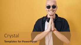  Presentation with forgiveness - Slide deck enhanced with young-caucasian-man-wearing-sunglasses background and a gold colored foreground