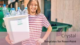  Presentation with plastic recycling - PPT layouts consisting of young-caucasian-man-with-blond background and a lemonade colored foreground
