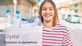  Presentation with plastic recycling - Amazing presentation design having young-caucasian-man-with-blond backdrop and a lemonade colored foreground