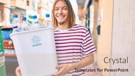  Presentation with plastic recycling - Amazing PPT theme having young-caucasian-man-with-blond backdrop and a lemonade colored foreground