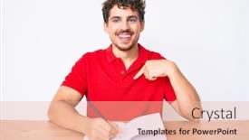  Presentation with self - Slide set having young-caucasian-man-with-curly background and a lemonade colored foreground
