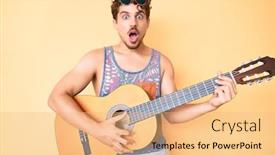  Presentation with classical guitar - Audience pleasing theme consisting of young-caucasian-man-with-curly backdrop and a coral colored foreground
