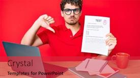  Presentation with curly hair - Presentation design having young-caucasian-man-with-curly background and a red colored foreground