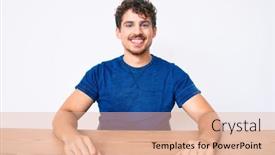  Presentation with curly hair - PPT theme having young-caucasian-man-with-curly background and a lemonade colored foreground