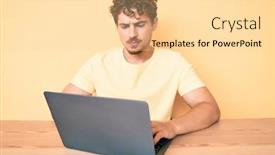  Presentation with curly hair - Amazing slide set having young-caucasian-man-with-curly backdrop and a blonde colored foreground