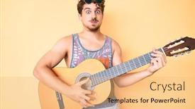  Presentation with curly hair - Beautiful PPT layouts featuring young-caucasian-man-with-curly backdrop and a coral colored foreground