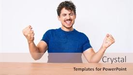  Presentation with curly hair - Cool new slide set with young-caucasian-man-with-curly backdrop and a lemonade colored foreground