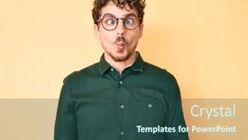  Presentation with curly hair - Theme having young-caucasian-man-with-curly background and a ocean colored foreground