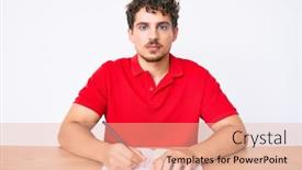  Presentation with attitude - Colorful slide deck enhanced with young-caucasian-man-with-curly backdrop and a coral colored foreground