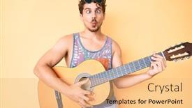  Presentation with curly hair - Colorful slide deck enhanced with young-caucasian-man-with-curly backdrop and a coral colored foreground
