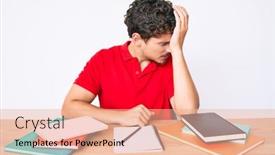  Presentation with curly hair - Slides featuring young-caucasian-man-with-curly background and a coral colored foreground