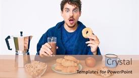  Presentation with beverage - Beautiful slide set featuring young-caucasian-man-with-curly backdrop and a coral colored foreground