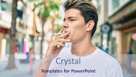  Presentation with cigarette - Beautiful slides featuring young-caucasian-man-with-serious backdrop and a sky blue colored foreground