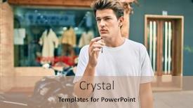  Presentation with smoking - Audience pleasing presentation design consisting of young-caucasian-man-with-serious backdrop and a coral colored foreground