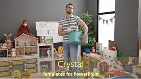  Presentation with teacher - Slides with young-caucasian-man-working background and a coral colored foreground