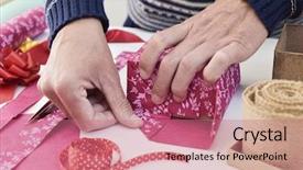  Presentation with strings - Presentation enhanced with young caucasian man wrapping background and a coral colored foreground