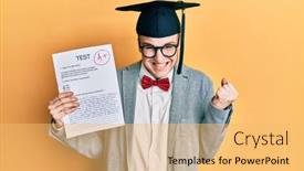  Presentation with exam - Slide deck enhanced with young-caucasian-nerd-man-wearing background and a yellow colored foreground