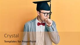  Presentation with health care - Slide set consisting of young-caucasian-nerd-man-wearing background and a gold colored foreground