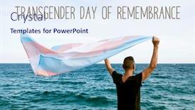  Presentation with transgender pride - Cool new PPT theme with young-caucasian-person-seen backdrop and a sky blue colored foreground